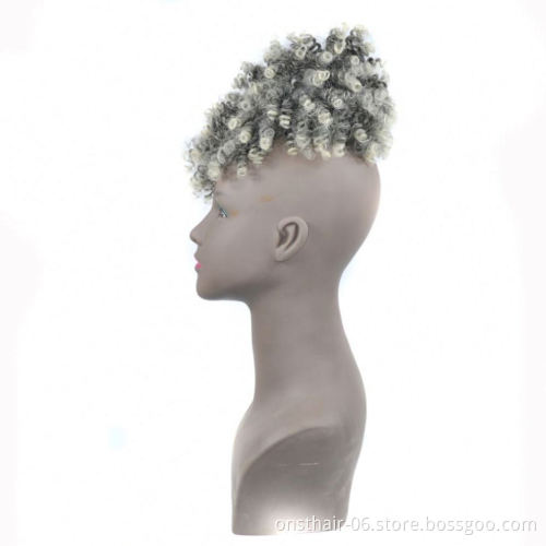 MYZYR Chorliss Kinky Curl Synthetic Chignon With Bangs Blonde Synthetic Short Afro Kinky Hair Bun Drawstring Clip In Chignon